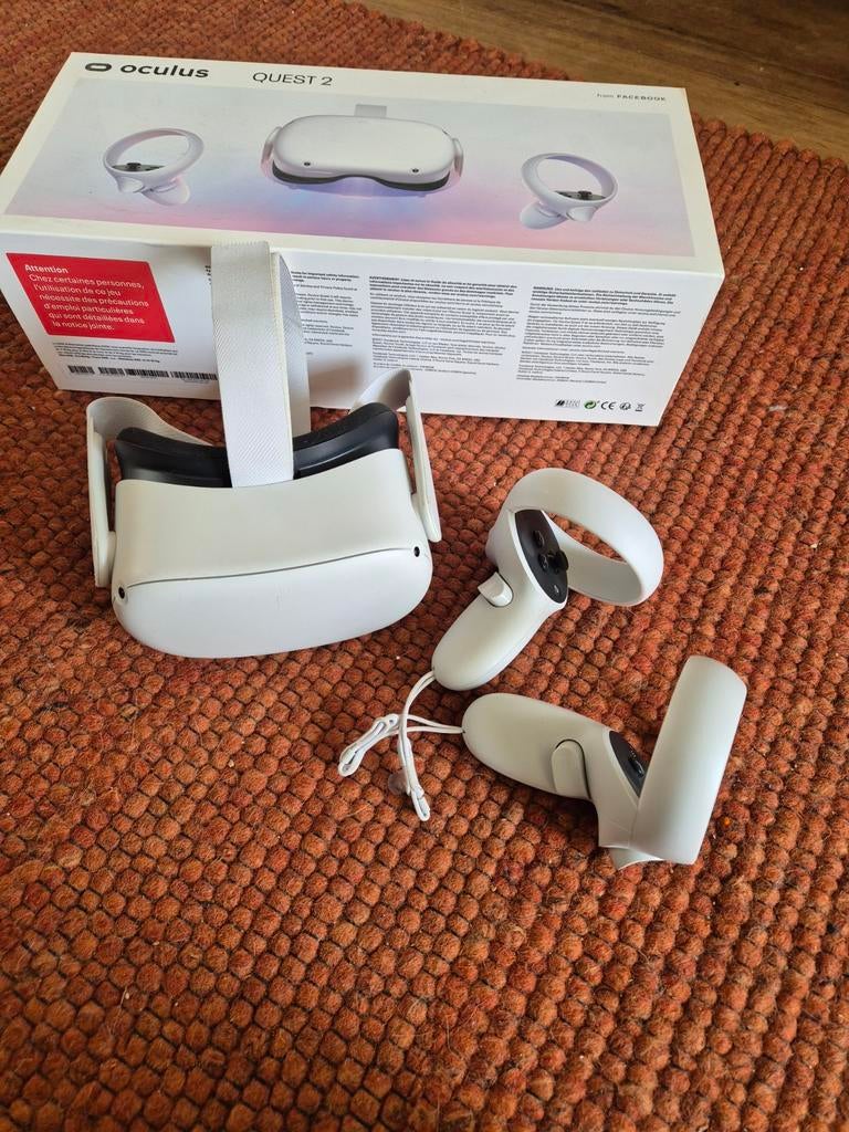 Oculus Quest 2 128gb VR-bril met controllers en doos, Spelcomputers en Games, Virtual Reality, Ophalen of Verzenden, Zo goed als nieuw
