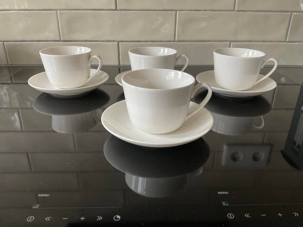 Villeroy en  Boch Twist White koffie kop en schotels (4), Ophalen of Verzenden, Zo goed als nieuw, Overige stijlen, Kop(pen) en/of Schotel(s)