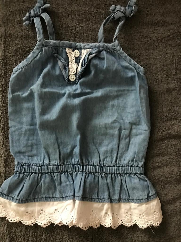 ZGAN superschattig spijkertuniekje met leuk randje maat 74, Kinderen en Baby's, Babykleding | Maat 74, Zo goed als nieuw, Meisje