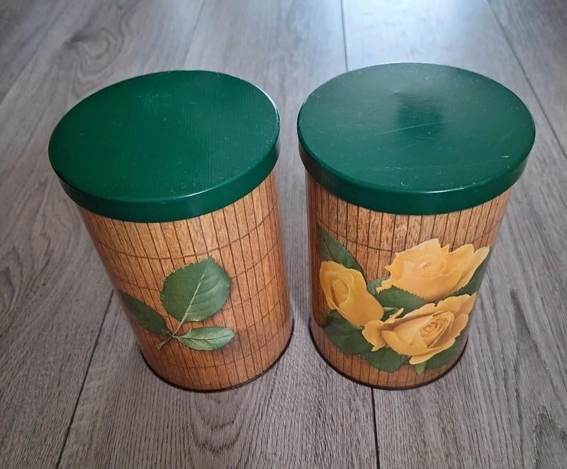 Tomado vintage opbergblikken rozen set met deksel, Verzamelen, Blikken, Ophalen of Verzenden, Gebruikt, Overige, Overige merken