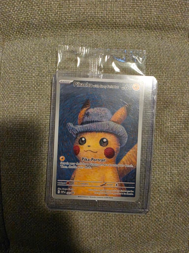 Pikachu met Grijze Vilten Hoed Pokémon Kaart, Ophalen, Zo goed als nieuw, Losse kaart