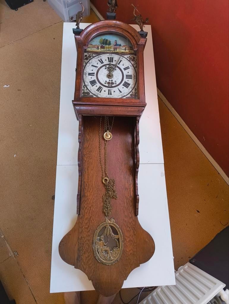 Antieke Friese Staartklok - Prachtig Handgeschilderd, Antiek en Kunst, Ophalen of Verzenden