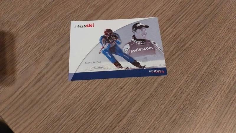 Fotokaart : Bruno Kernen / Alpijns skiën / Wintersport, Verzenden, Zo goed als nieuw, Overige sporten, Poster, Plaatje of Sticker