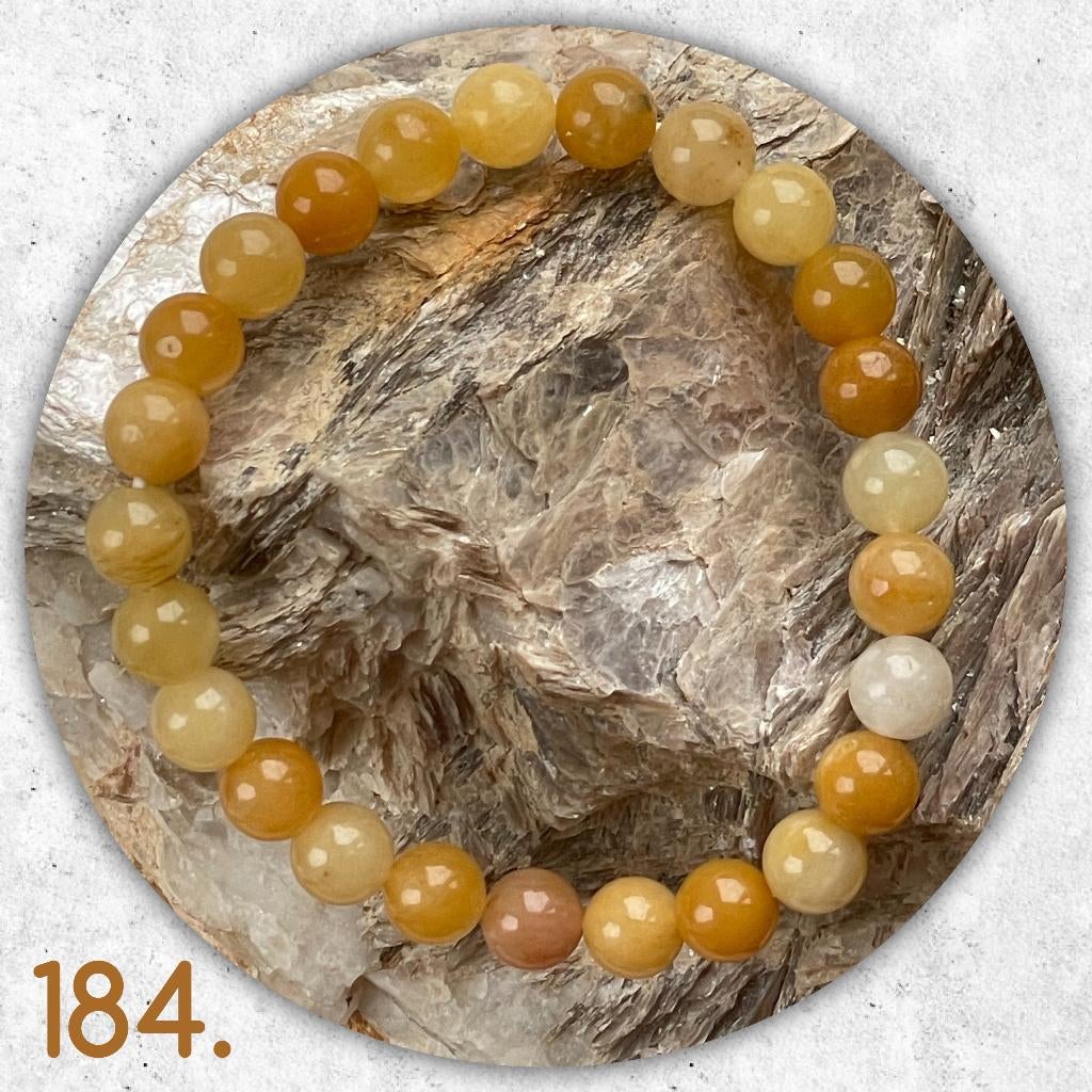 🦋MJB Armband nr: 184 Gele Jade halfedelsteen 19 cm, Overige materialen, Geel, Nieuw, Ophalen of Verzenden