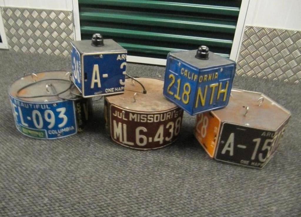 Unieke prototype hanglamp van kentekenplaten, Ophalen, Industrieel, Upcycled, Uniek, Prototype, Gebruikt, Overige materialen