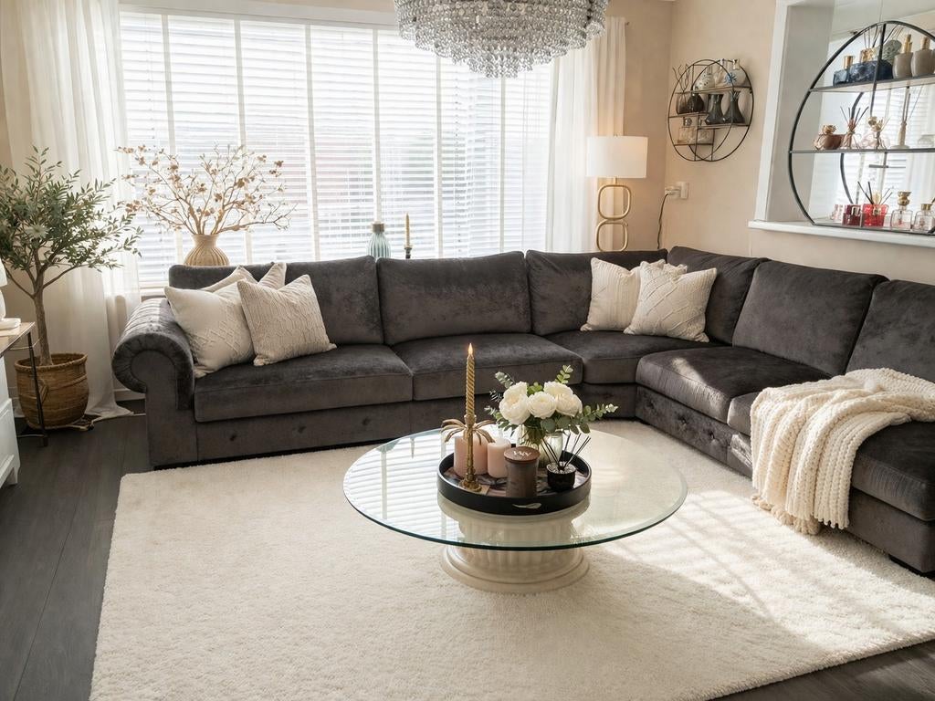 Hoekbank 3.25 x 3.25 Velvet, Huis en Inrichting, Ophalen, Zo goed als nieuw, Stof