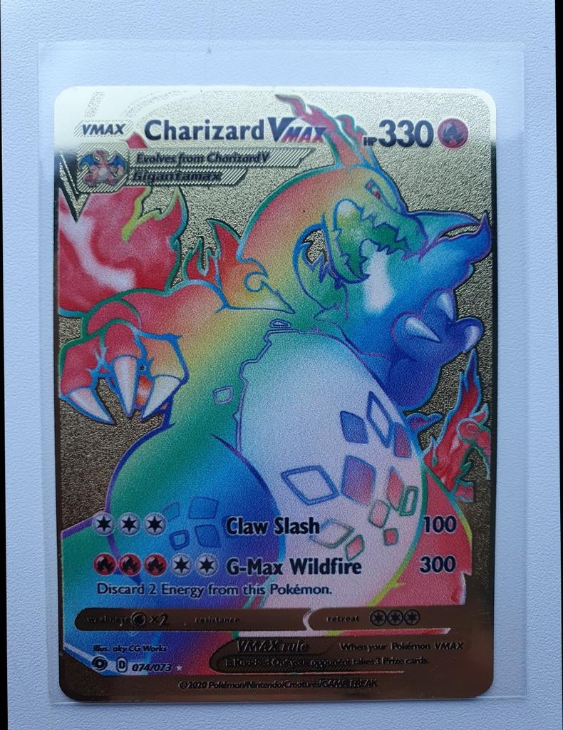 Charizard VMax Rainbow Metal Card, Pokemon kaart van metaal., Hobby en Vrije tijd, Verzamelkaartspellen | Pokémon, Ophalen of Verzenden