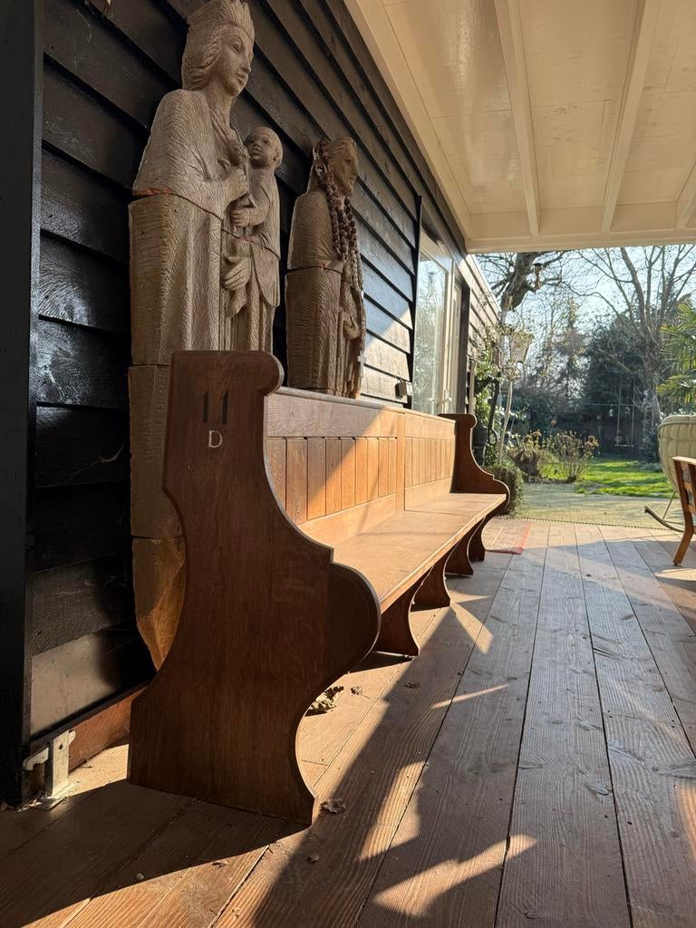 Oude eikenhouten kerkbank - Authentiek en sfeervol, Antiek en Kunst, Antiek | Meubels | Stoelen en Banken, Ophalen