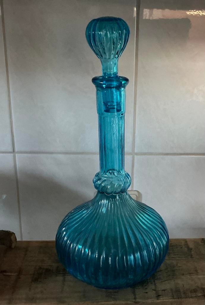 Vintage Empoli karaf licht blauw, Ophalen of Verzenden