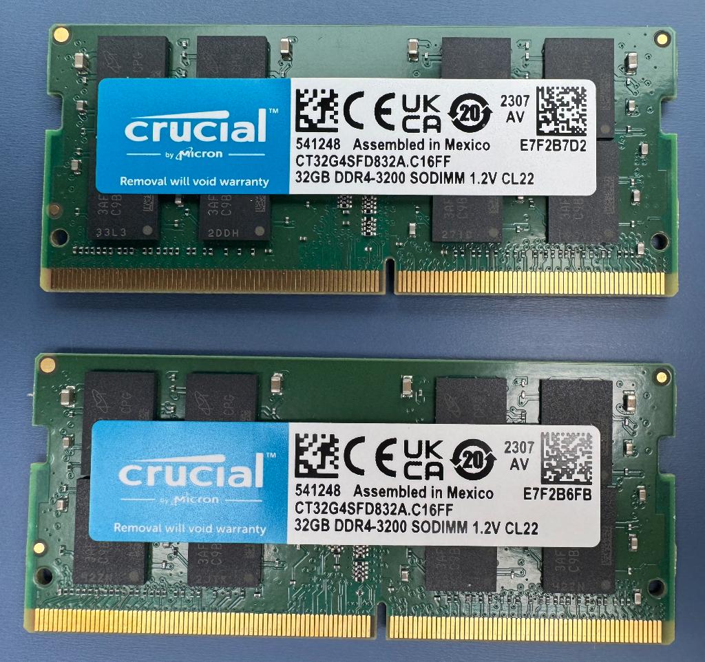 Crucial DDR4 SoDimms 64GB (2x32GB) DDR4 3200MHz CL22 NIEUW, DDR4, Nieuw, Ophalen of Verzenden, 64 GB