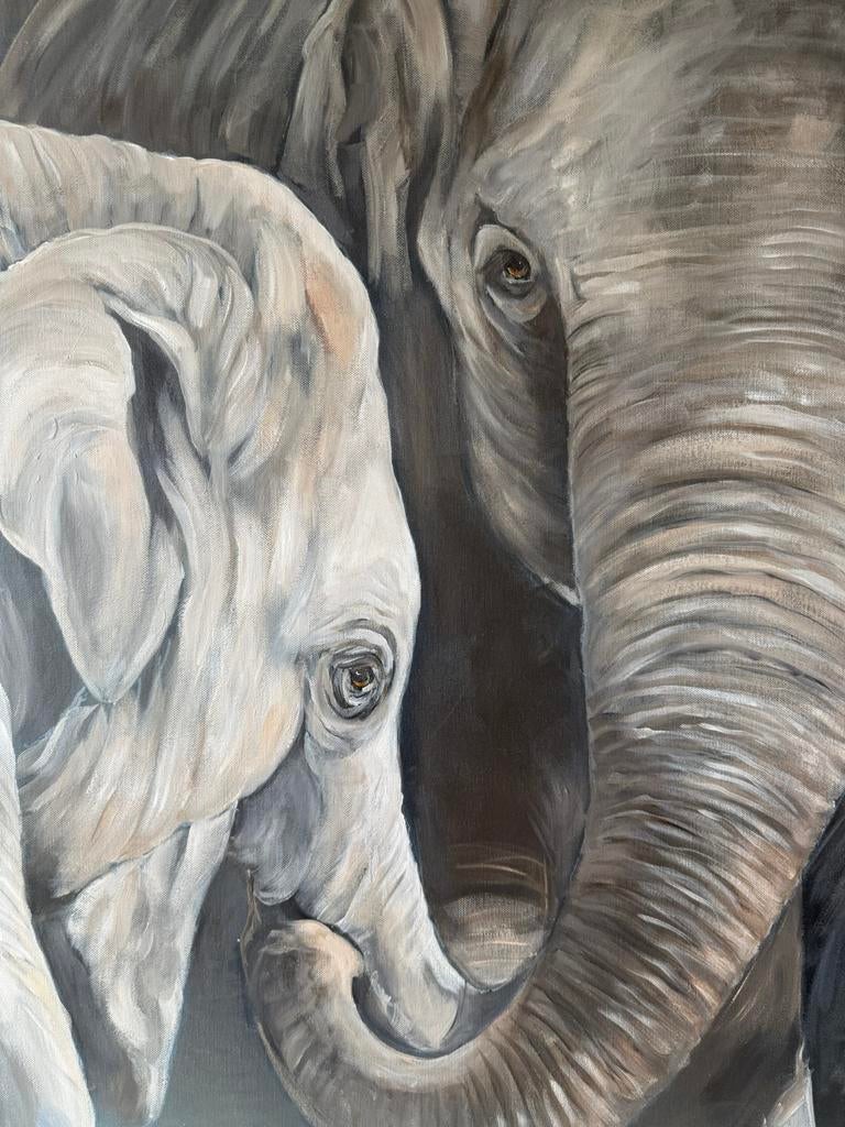 Schilderij olifanten, Ophalen of Verzenden, Zo goed als nieuw, Schilderij