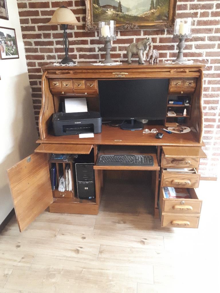 rolbureau, Ophalen, 70 tot 120 cm, Eikenhout, Zo goed als nieuw