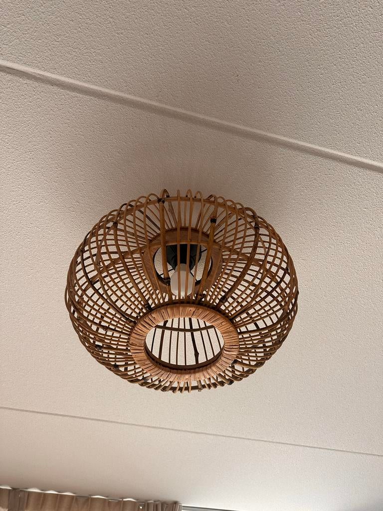 Rotan plafondlamp - Kamer lamp, Ophalen, Zo goed als nieuw, Overige materialen