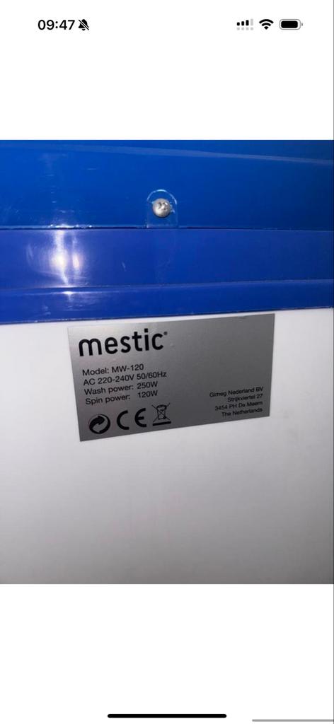 Mestic MW-120 Camping Wasmachine - Compact en Handig, Ophalen, Zo goed als nieuw