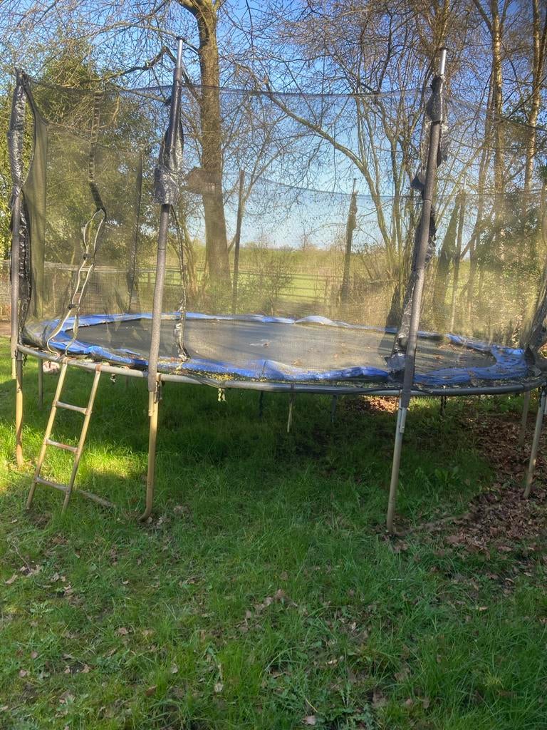 Grote trampoline 4.60 rond met veiligheidsnet - Gebruikt, Ophalen, Gebruikt
