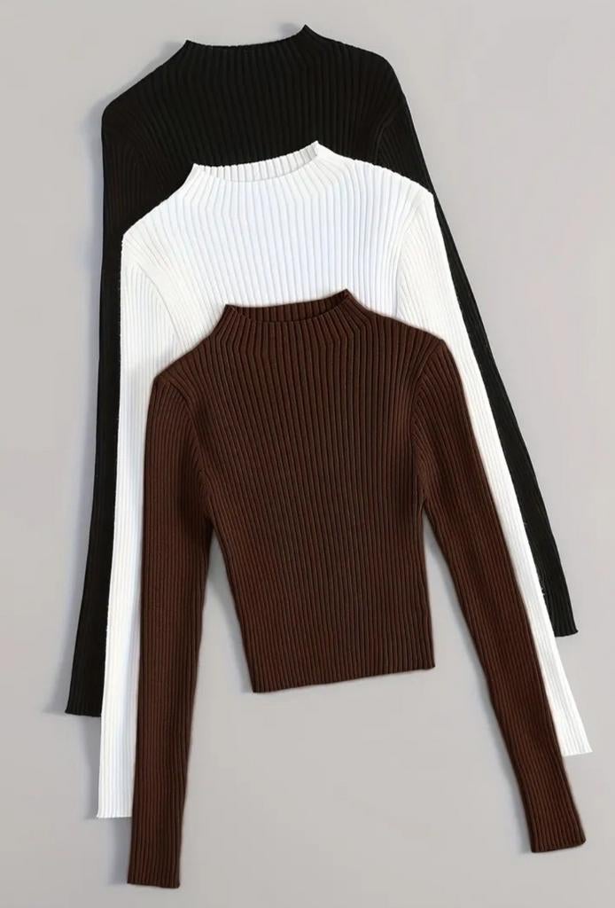 Nieuw! Shein set van 3 truien: bruin, wit, zwart (Maat M), Maat 38/40 (M), Bruin, Nieuw, Ophalen of Verzenden