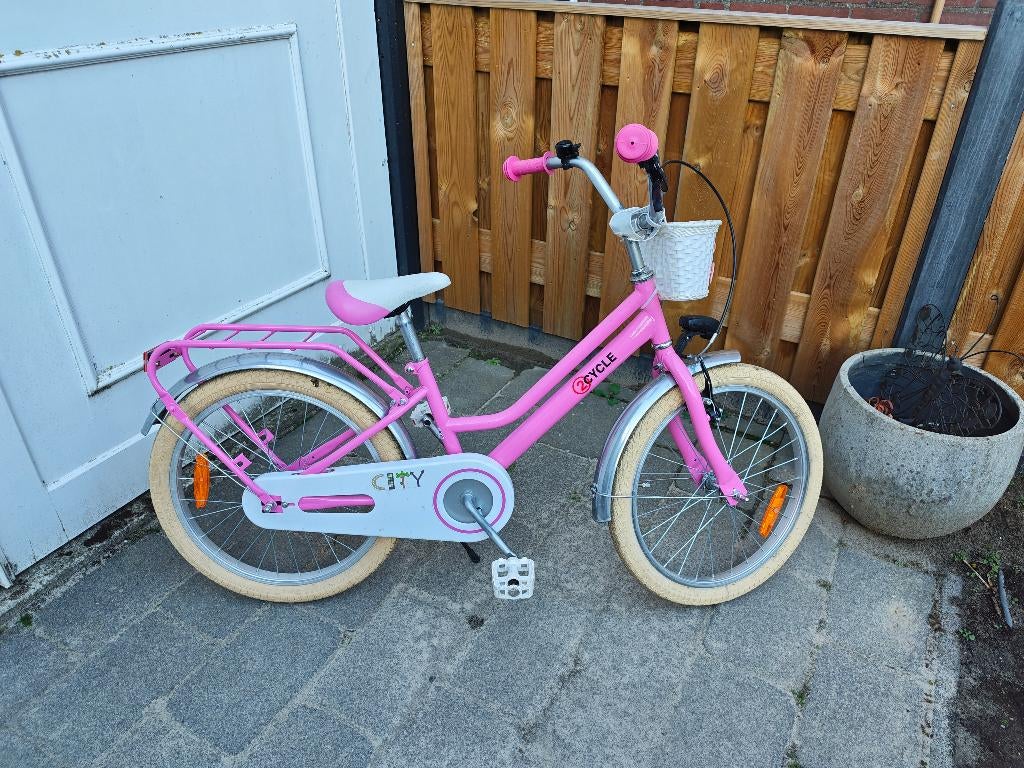 Meisjesfiets - 2Cycle City - 20 inch - Roze (excl. mandje), Gebruikt, Handrem, 20 inch, Ophalen