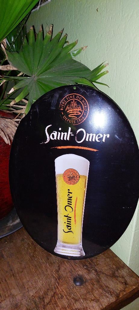 authentiek reclamebord Saint-Omer bier, Verzamelen, Biermerken, Nieuw, Reclamebord, Plaat of Schild, Overige merken, Ophalen of Verzenden