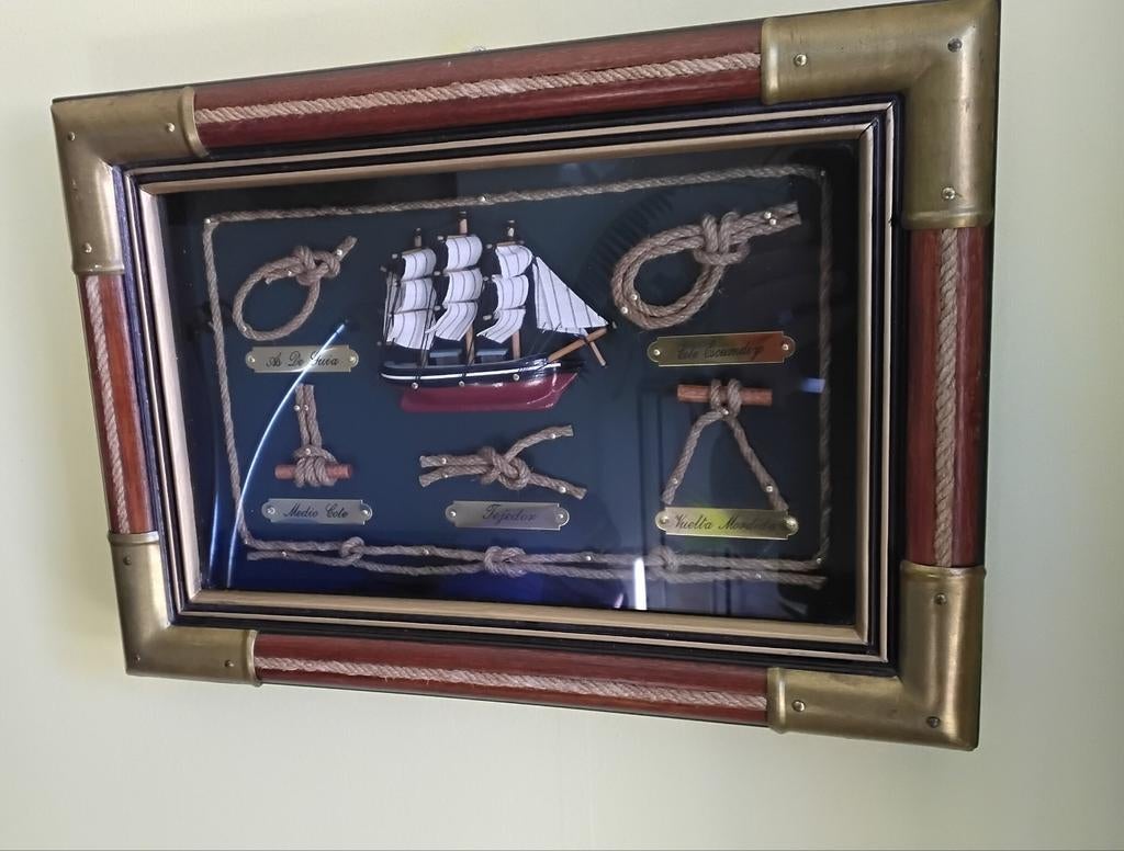 Decoratief knopenbord met zeilschip voor aan de wand, Ophalen, Gebruikt