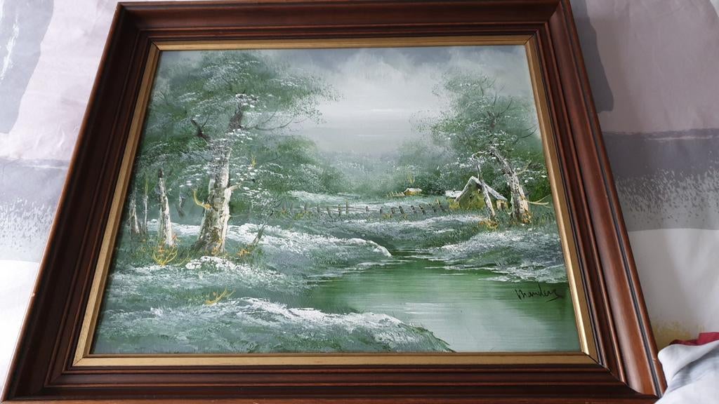 Ingelijst schilderij 63x73 cm van schilder Manders, Ophalen