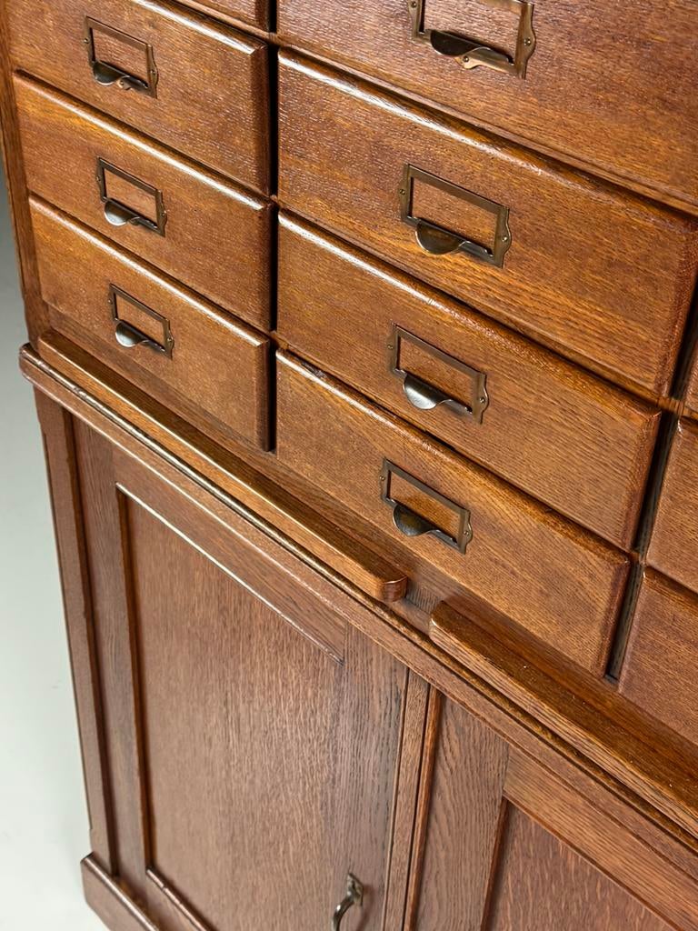 Archiefkast eiken ca. 1900 antiek, Ophalen, Gebruikt, 5 laden of meer, Eikenhout