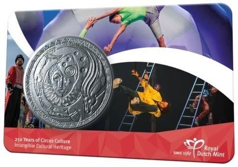 250 jaar circuscultuur PENNING in coincard BU., Ophalen of Verzenden, Overige landen, 2 euro