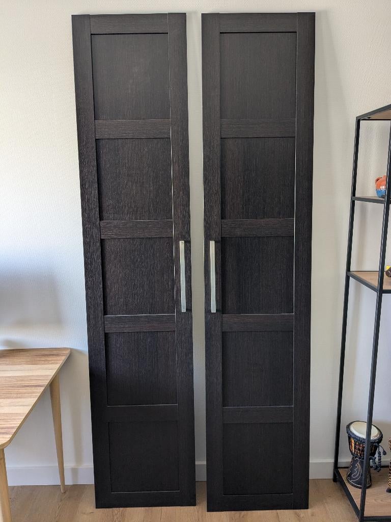 Pax kastdeuren zwart/bruin Bergsbo, Ophalen, 200 cm of meer, 50 tot 100 cm, Zo goed als nieuw