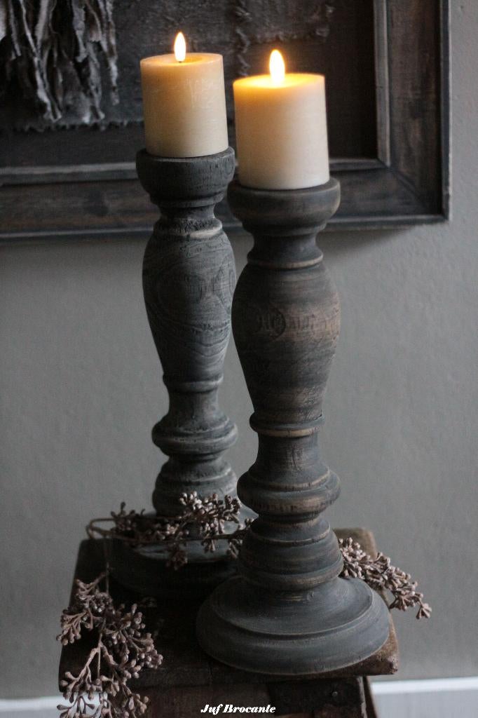 Kandelaar baluster driftwood, Www.jufbrocante.nl, Www.jufbrocante.nl, Nieuw, Ophalen of Verzenden
