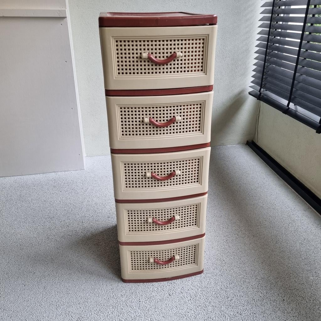 Vintage kunststof ladenkast H.108 Br. 37 D. 44 cm, Huis en Inrichting, Kasten | Ladekasten, Ophalen, Gebruikt, 5 laden of meer