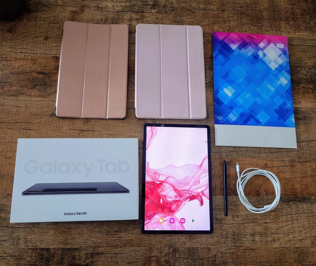 Samsung Galaxy Tab S8 + plus tablet 256GB met accessoires, Computers en Software, Android Tablets, 12 inch, Ophalen of Verzenden