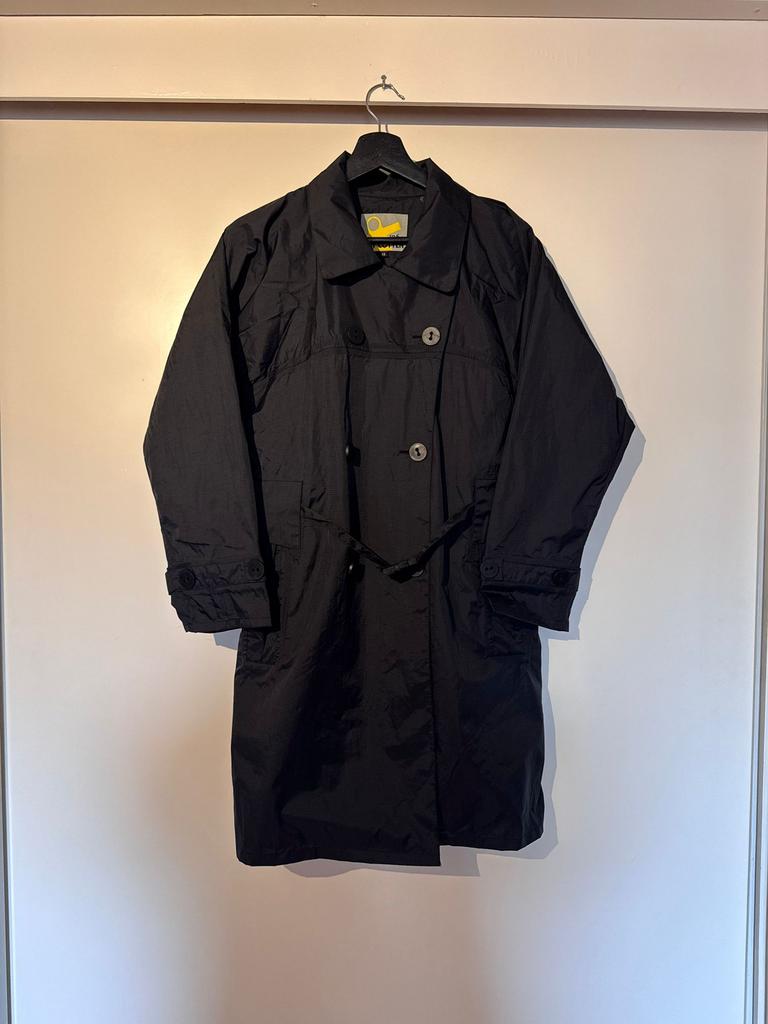 Zwarte lange regenjas van guy cotten maat XS/M, Ophalen of Verzenden, Zo goed als nieuw, Maat 38/40 (M), Zwart