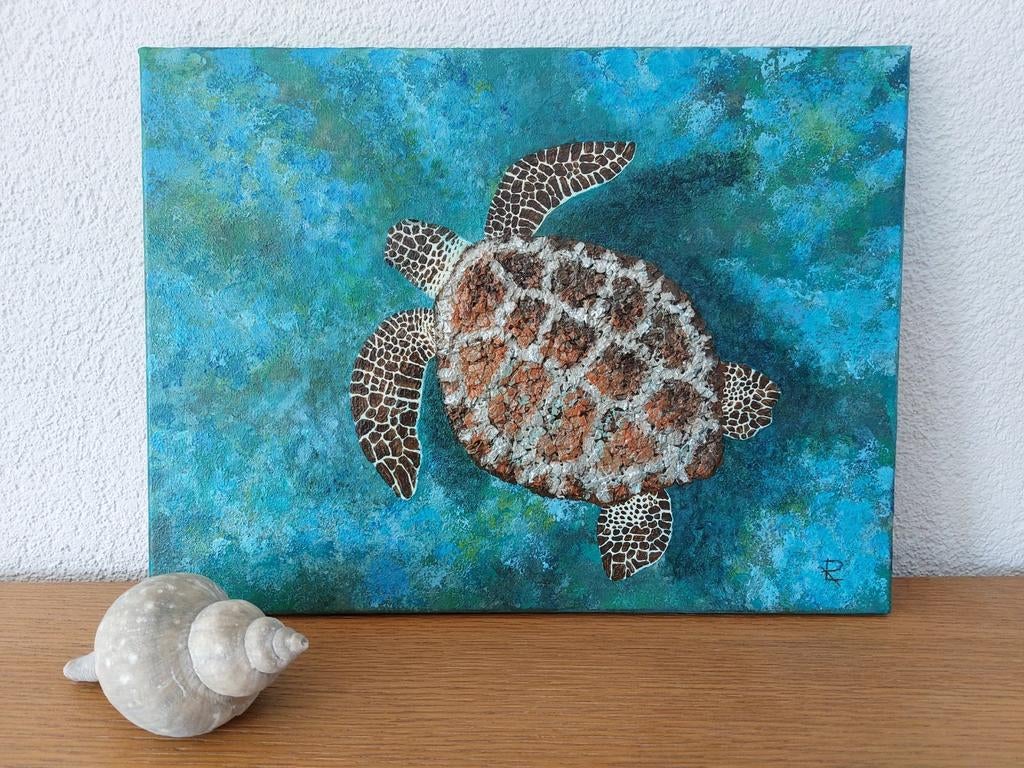 Zeeschildpad, schilderij, wanddecoratie, Antiek en Kunst, Ophalen of Verzenden