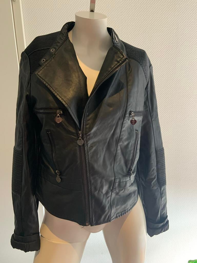Twinset lederlook gewatteerd jasje maat m, Maat 38/40 (M), ., Zwart, Ophalen of Verzenden