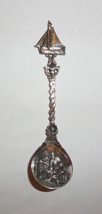 Lepel Zilver antiek Boot Schepen Zeilschip Suikerlepel, Verzenden, Zilver