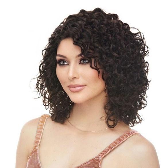 Lace pruik medium bruin met krullen model Skylar kleur 4, Verzenden, Nieuw, Pruik of Haarverlenging