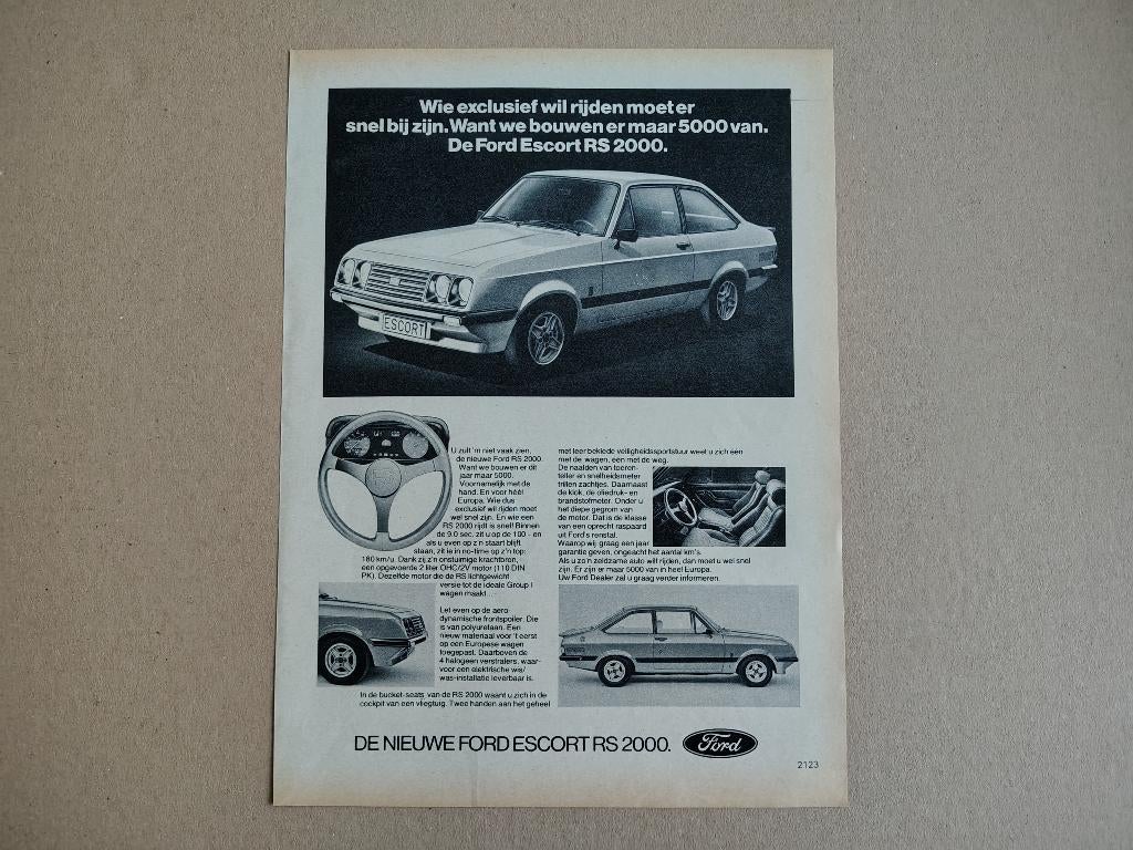 Reclame (uit oud tijdschrift) Ford Escort/ RS2000 (1979), Verzenden, Gebruikt, Auto's