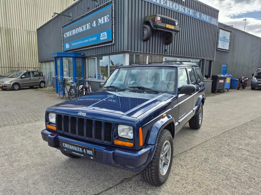 Jeep Cherokee FRISSE BLAUWE RAKKER MET BEIGE LEER !!, Auto's, Beige, Blauw, Vierwielaandrijving, SUV of Terreinwagen