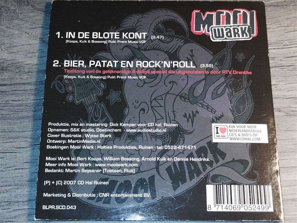 Mooi Wark ‎- In De Blote Kont [CD Single], Ophalen of Verzenden, Zo goed als nieuw, Nederlandstalig