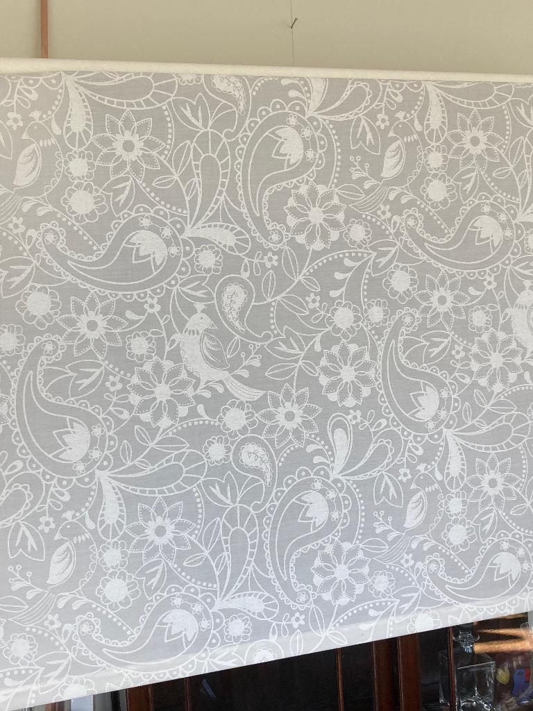 Liselotte rolgordijn Ikea - wit, vogels en bloemen,180 x 195, Ophalen, Wit, 150 tot 200 cm, Zo goed als nieuw