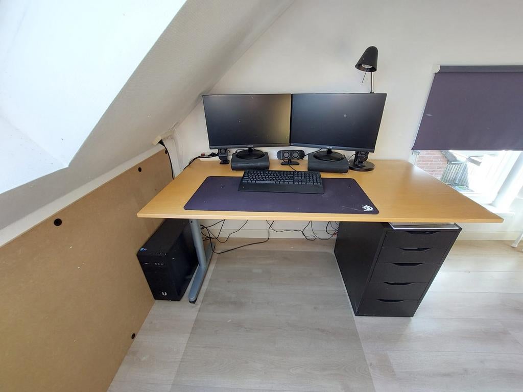 Bureau 160x80 verstelbaar, Ophalen, Gebruikt, Hout, IKEA