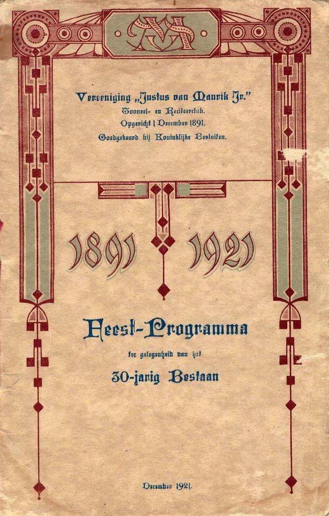 Feest-Programma Vereeniging Justus van Maurik Jr., Ophalen of Verzenden, Gelezen, Ballet of Musical