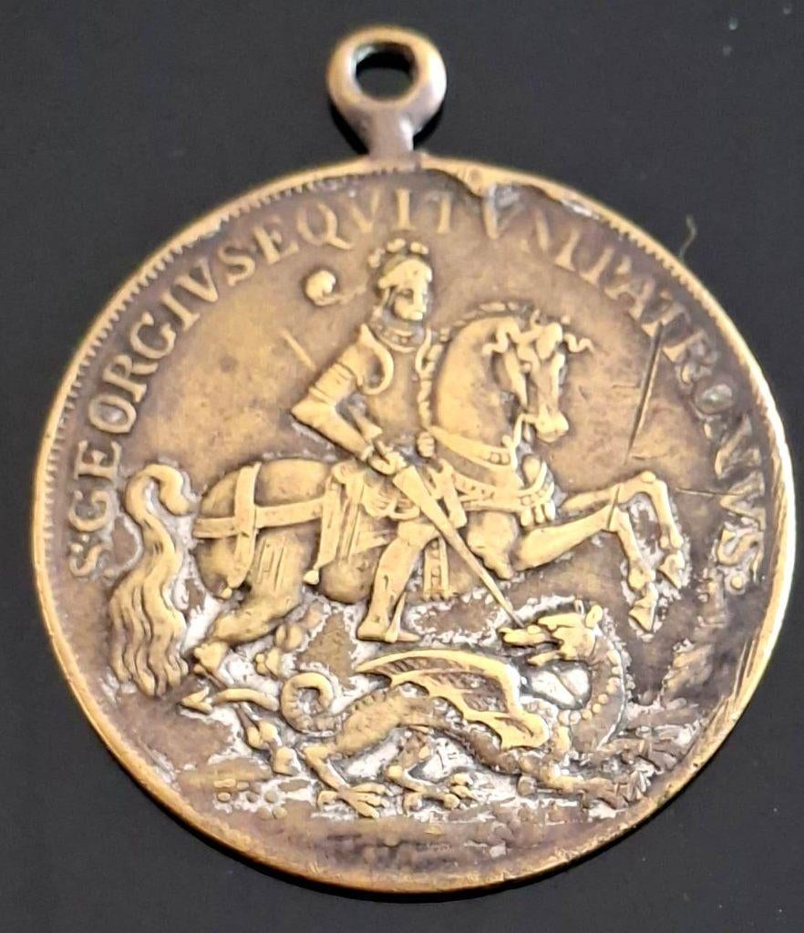 Penning Brons “St. Georgius Equitum Patronus” Hongarije, Ophalen of Verzenden, Brons, Buitenland