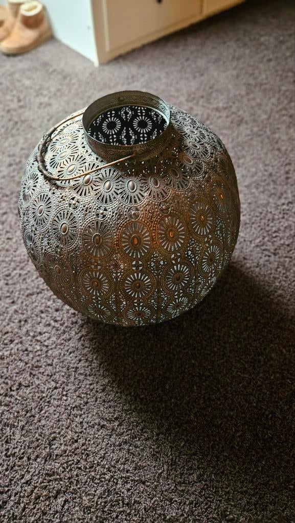 Groot windlicht ibiza/hobo style  supertoffe doorschijn, Ophalen, Zo goed als nieuw, Kandelaar, Bruin