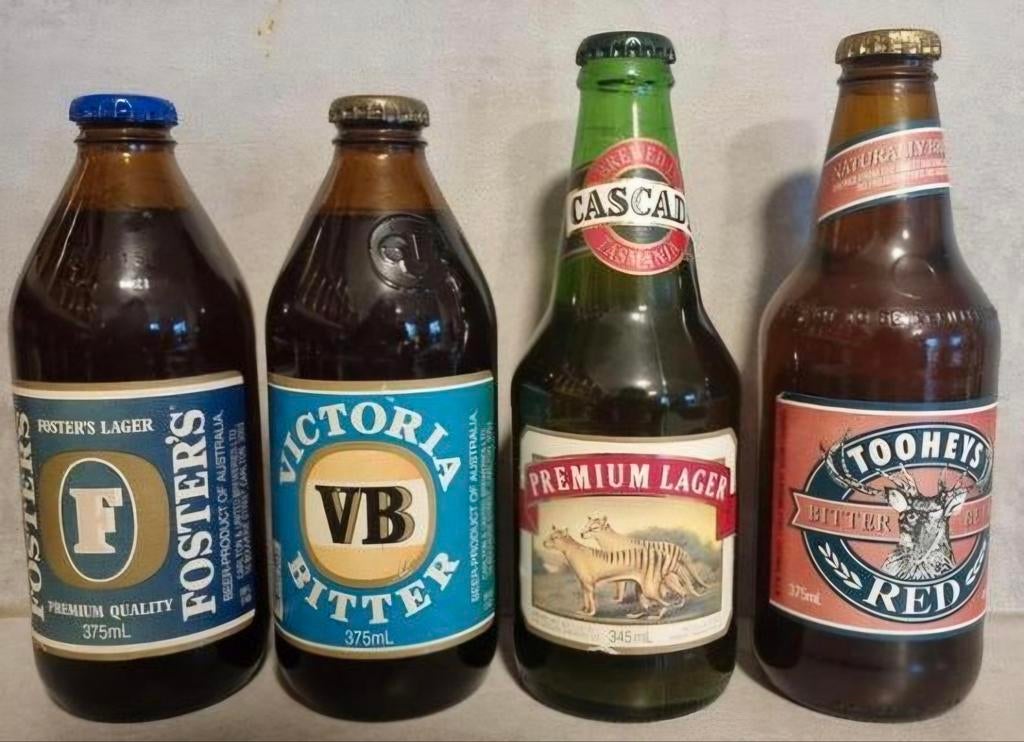 Vintage set Australië + Tasmanië - '76-'89, Verzamelen, Biermerken, Ophalen of Verzenden, Gebruikt, Flesje(s), Overige merken