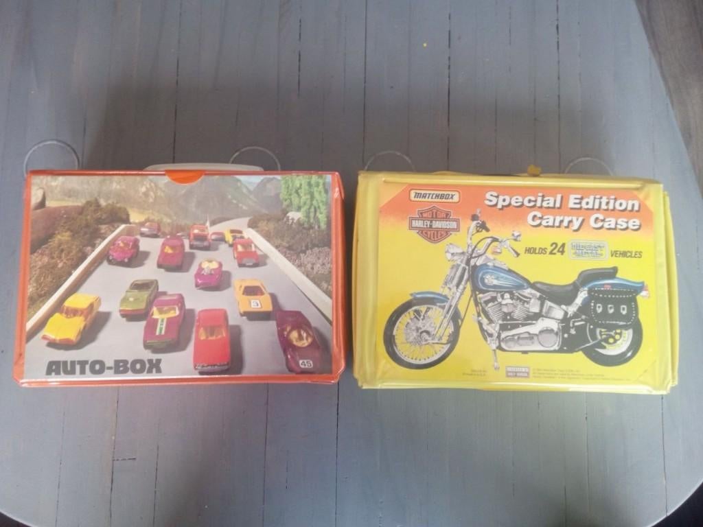 Leuke Harley Davidson matchbox koffer en auto box koffer, Ophalen of Verzenden, Gebruikt
