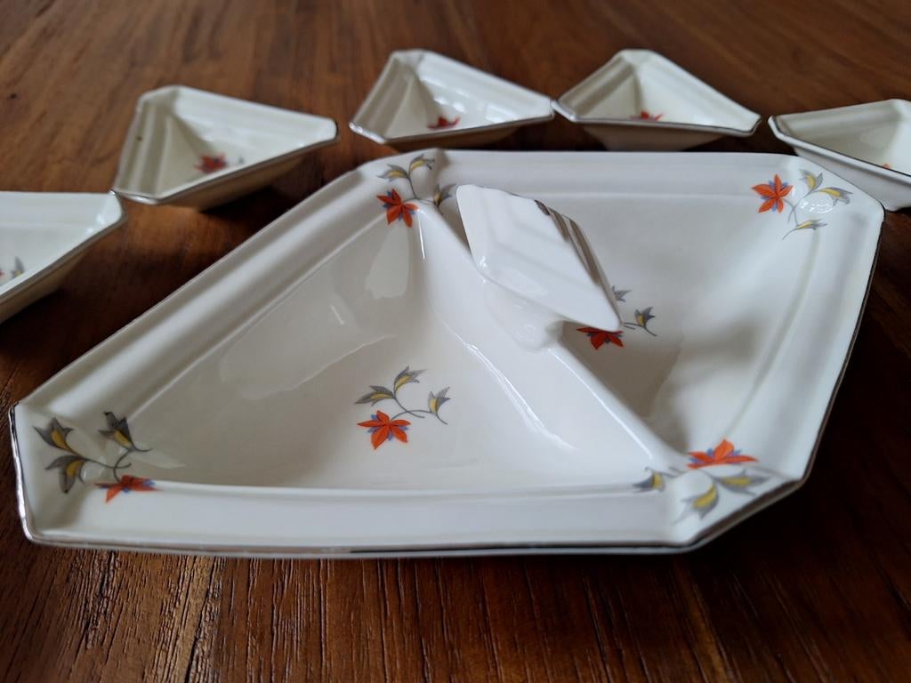 Vintage Phoenix China Czechslovakia serveerset met 13 delen, Ophalen of Verzenden