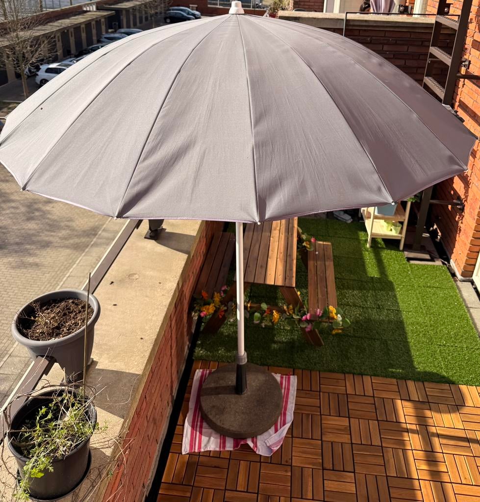 Parasol + Parasolvoet, Tuin en Terras, Parasols, Ophalen, Gebruikt, Verstelbaar, 1 tot 2 meter