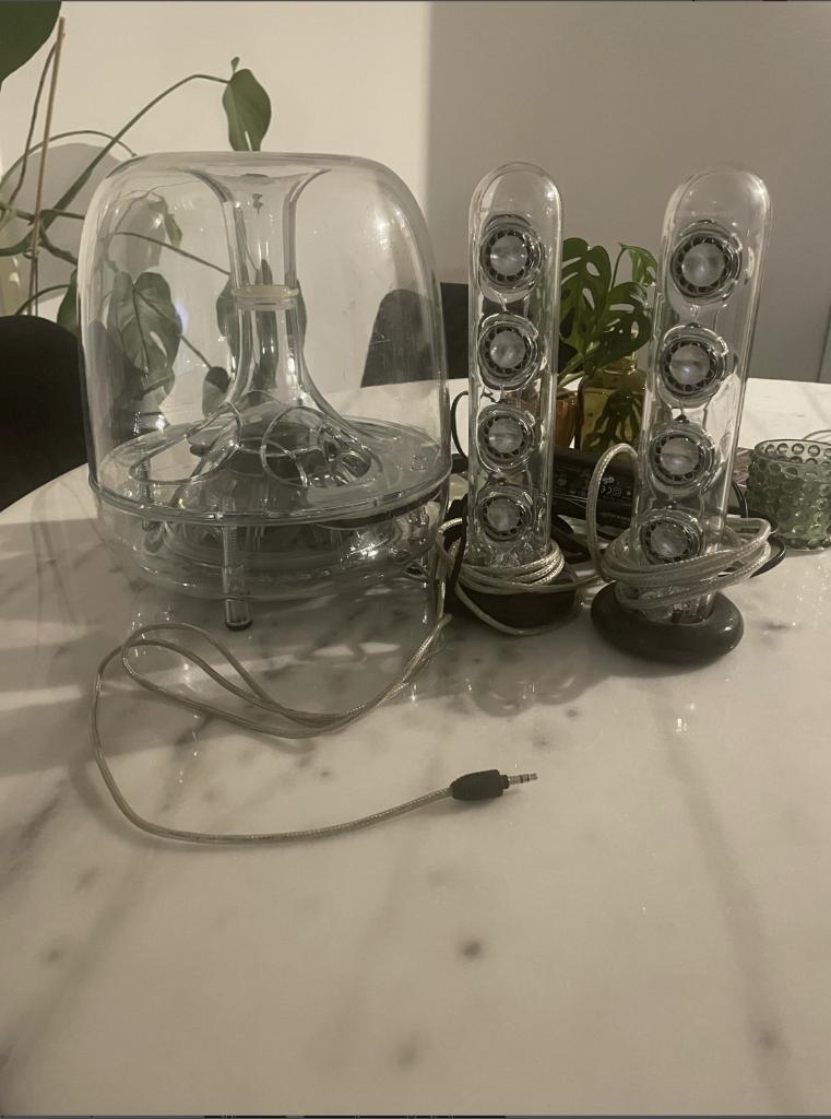 Harman Kardon SoundSticks without power adapter, Gebruikt, Subwoofer, 120 watt of meer, Ophalen
