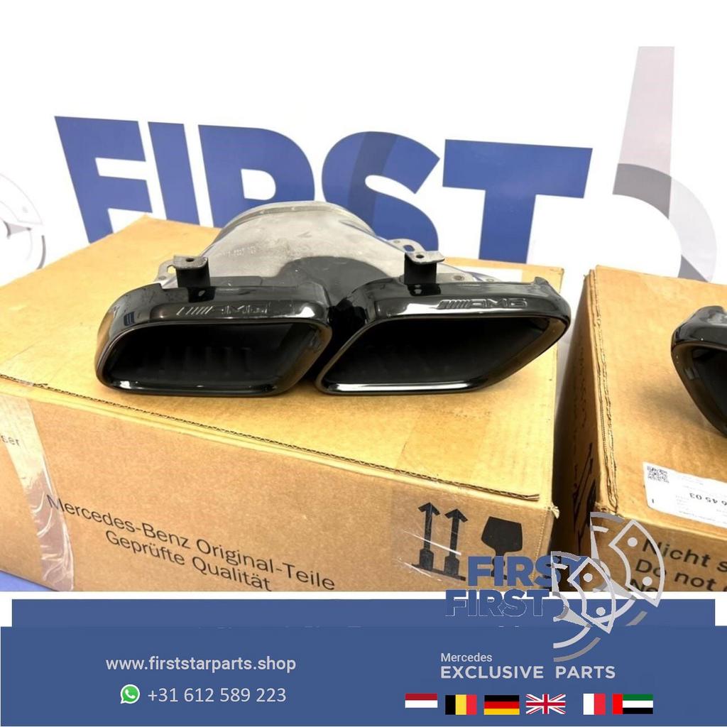 2022 FACELIFT 63 AMG UITLAATSIERSTUKKEN SET ZWART ORIGINEEL, Gebruikt, -, Ophalen of Verzenden, -