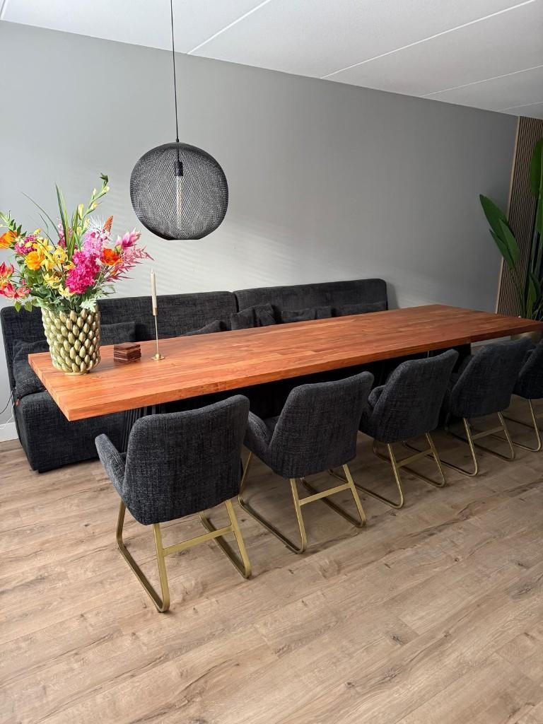 Luxe eetkamer tafel set 3,20 m set 10 persoon 2 bank + stoel, Ophalen, 100 tot 150 cm, 200 cm of meer, Zo goed als nieuw